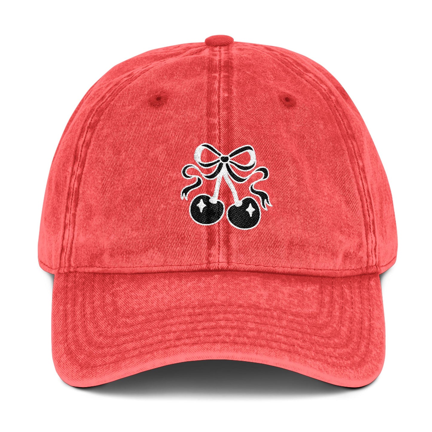 Vintage Embroidered Cherry Cap - Hat