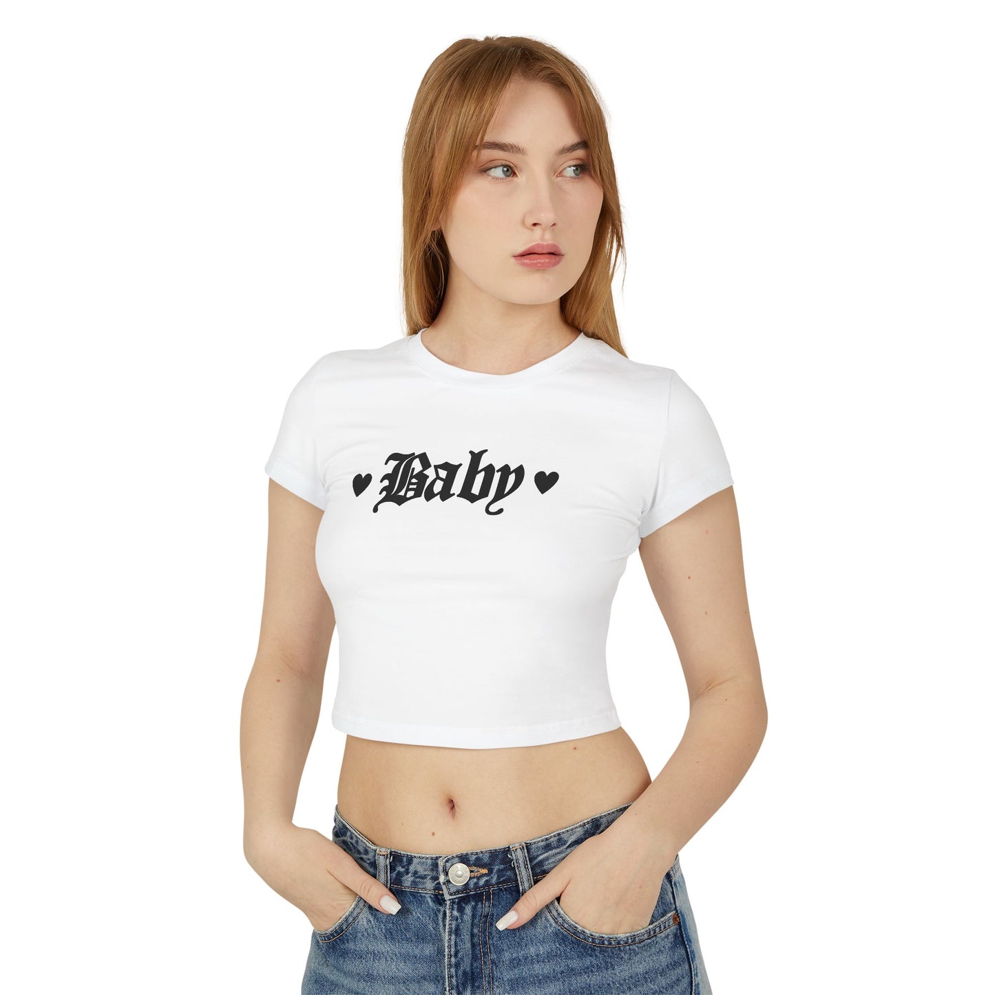Trendy Women's Baby Tee - Stylish Heart Print Crop Top