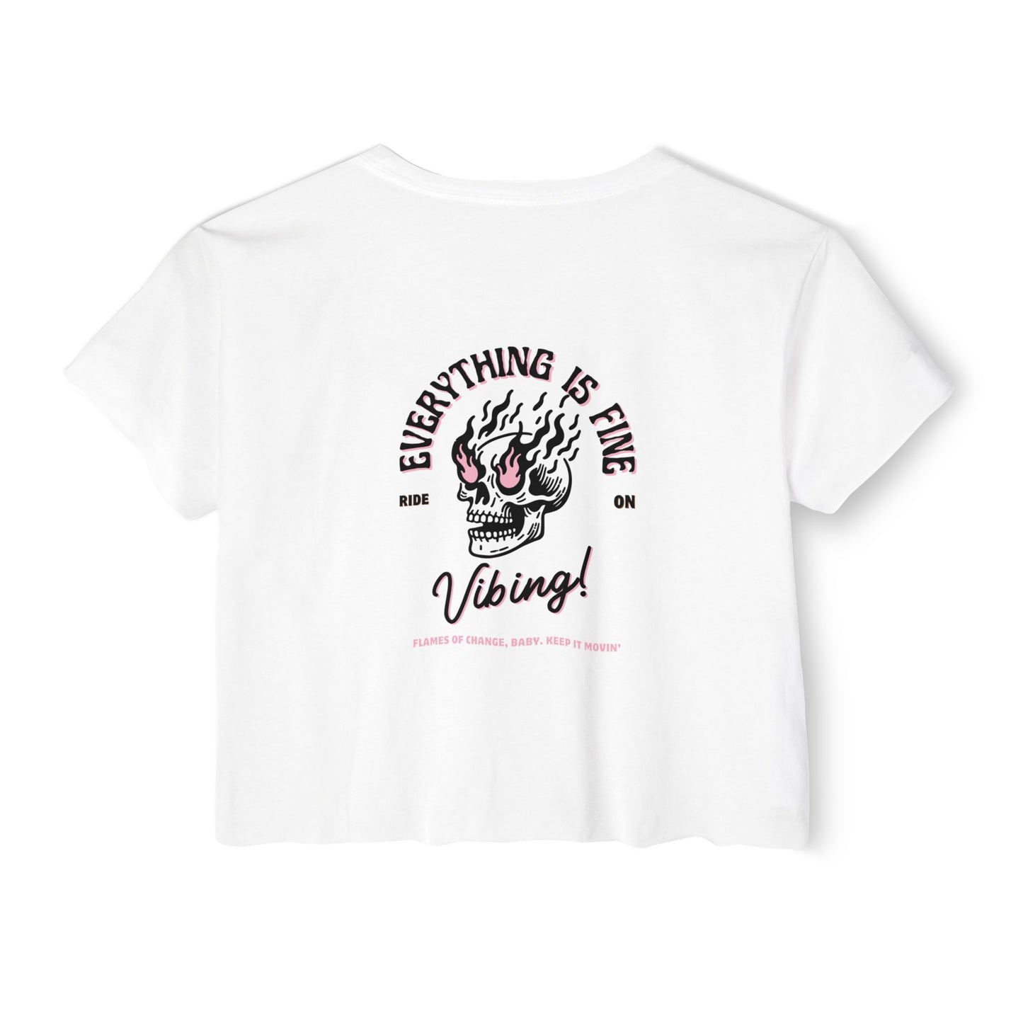 Festival Vibe Women's Crop Top - Everything is Fine Skull Design