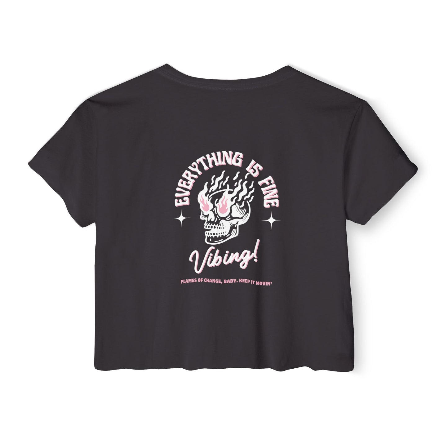 Festival Vibe Women's Crop Top - Everything is Fine Skull Design