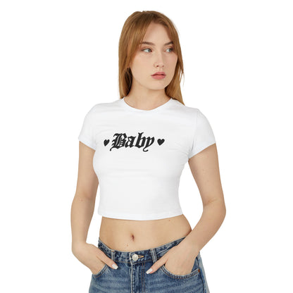 Trendy Women's Baby Tee - Stylish Heart Print Crop Top