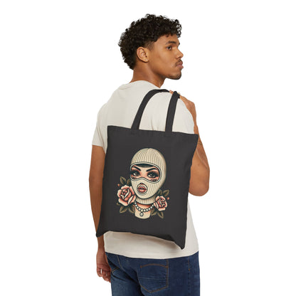 Balaclava Girlie with Floral Design Tote Bag -Eco friendly