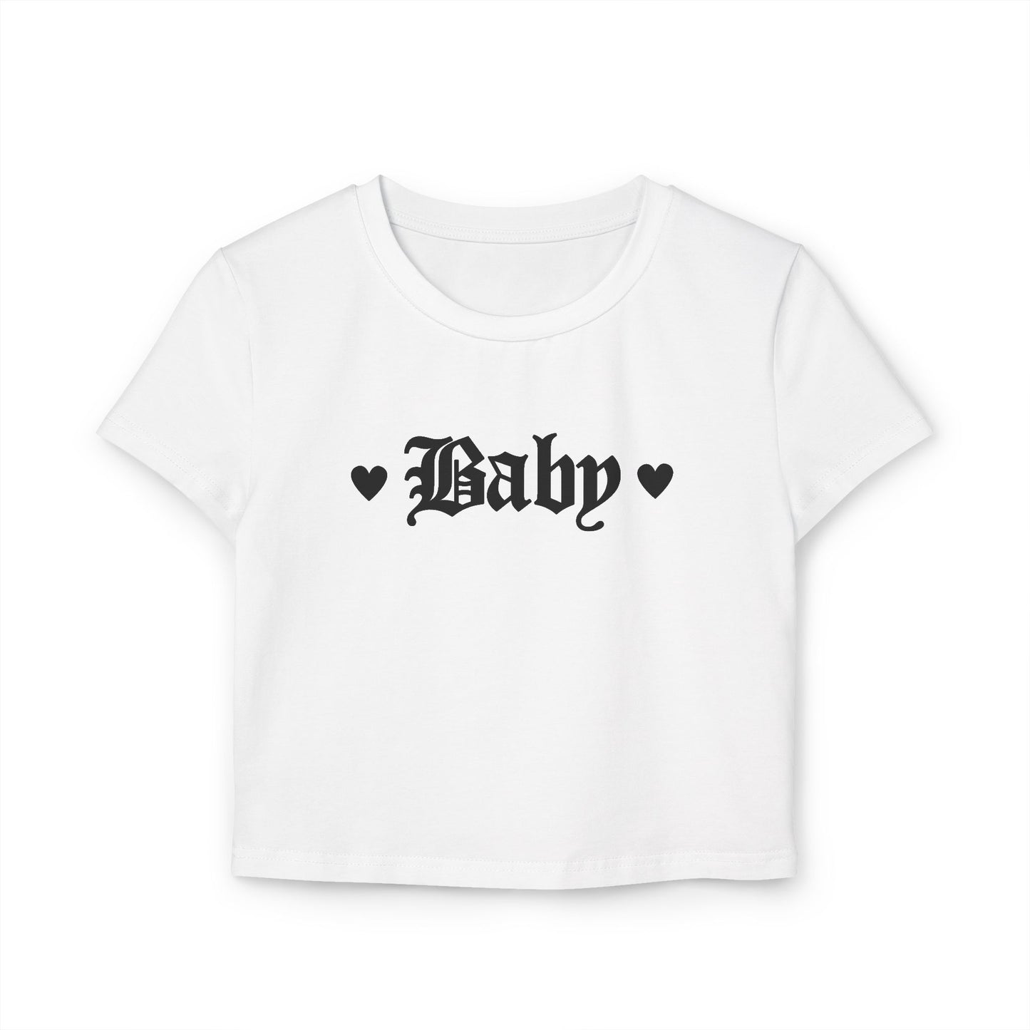 Trendy Women's Baby Tee - Stylish Heart Print Crop Top