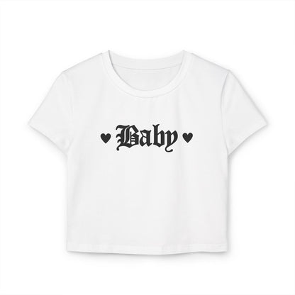 Trendy Women's Baby Tee - Stylish Heart Print Crop Top
