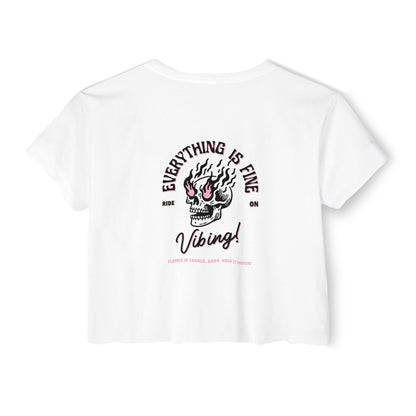 Festival Vibe Women's Crop Top - Everything is Fine Skull Design