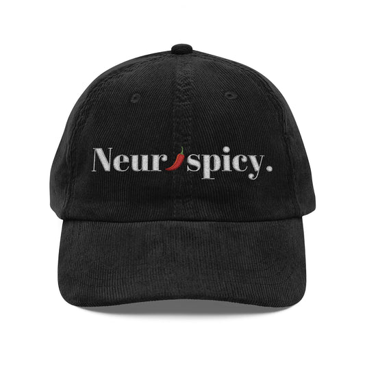 Vintage Corduroy Cap with Embroidered 'Neur🌶️spicy' – Hat