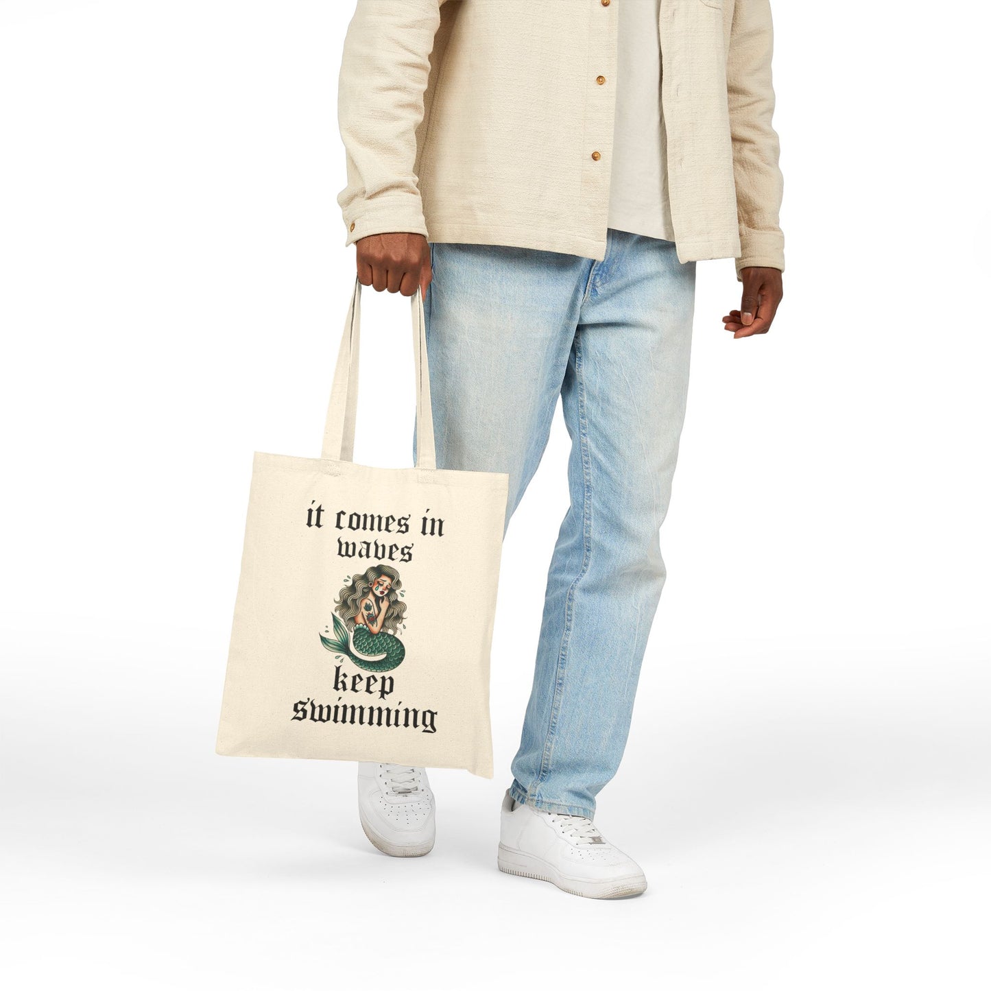 Mermaid "Keep Swimming" Tote Bag - Eco-Friendly