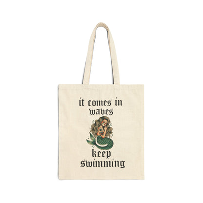Mermaid "Keep Swimming" Tote Bag - Eco-Friendly