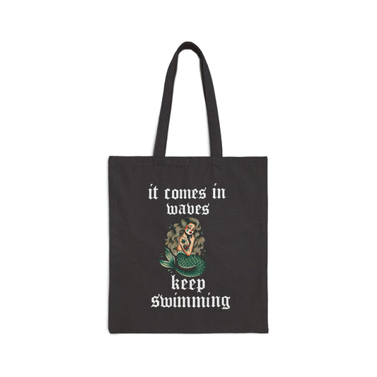 Mermaid "Keep Swimming" Tote Bag - Eco-Friendly