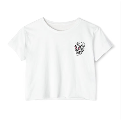 Festival Vibe Women's Crop Top - Everything is Fine Skull Design