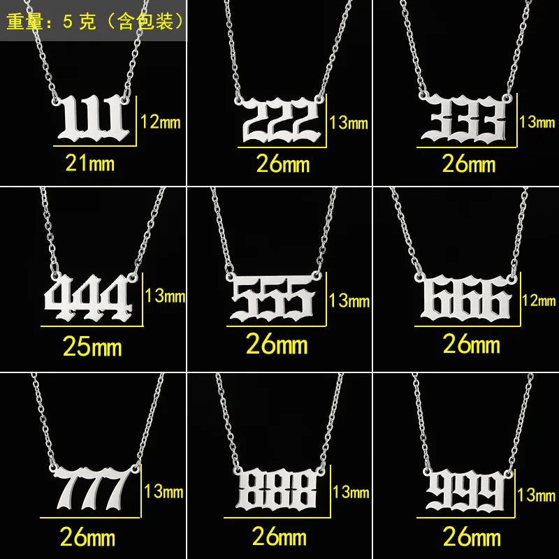 Angel Numbers Stainless Steel Necklace